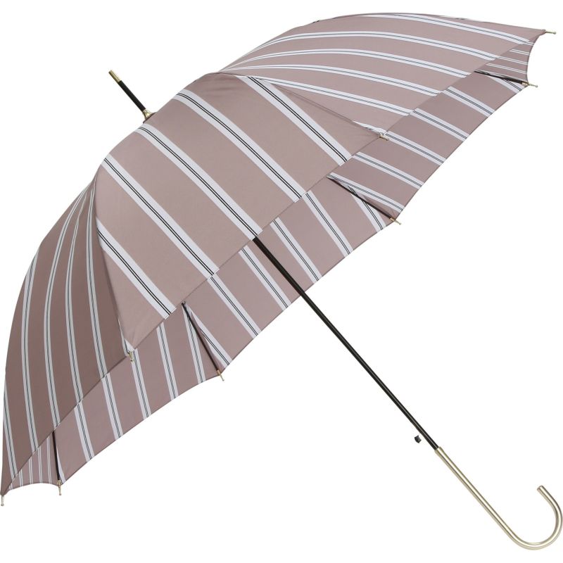 assa公式 RJ224 グレースストライプ ジャンプ傘 モカ レディース 長傘 ワンプッシュ開閉 おしゃれ