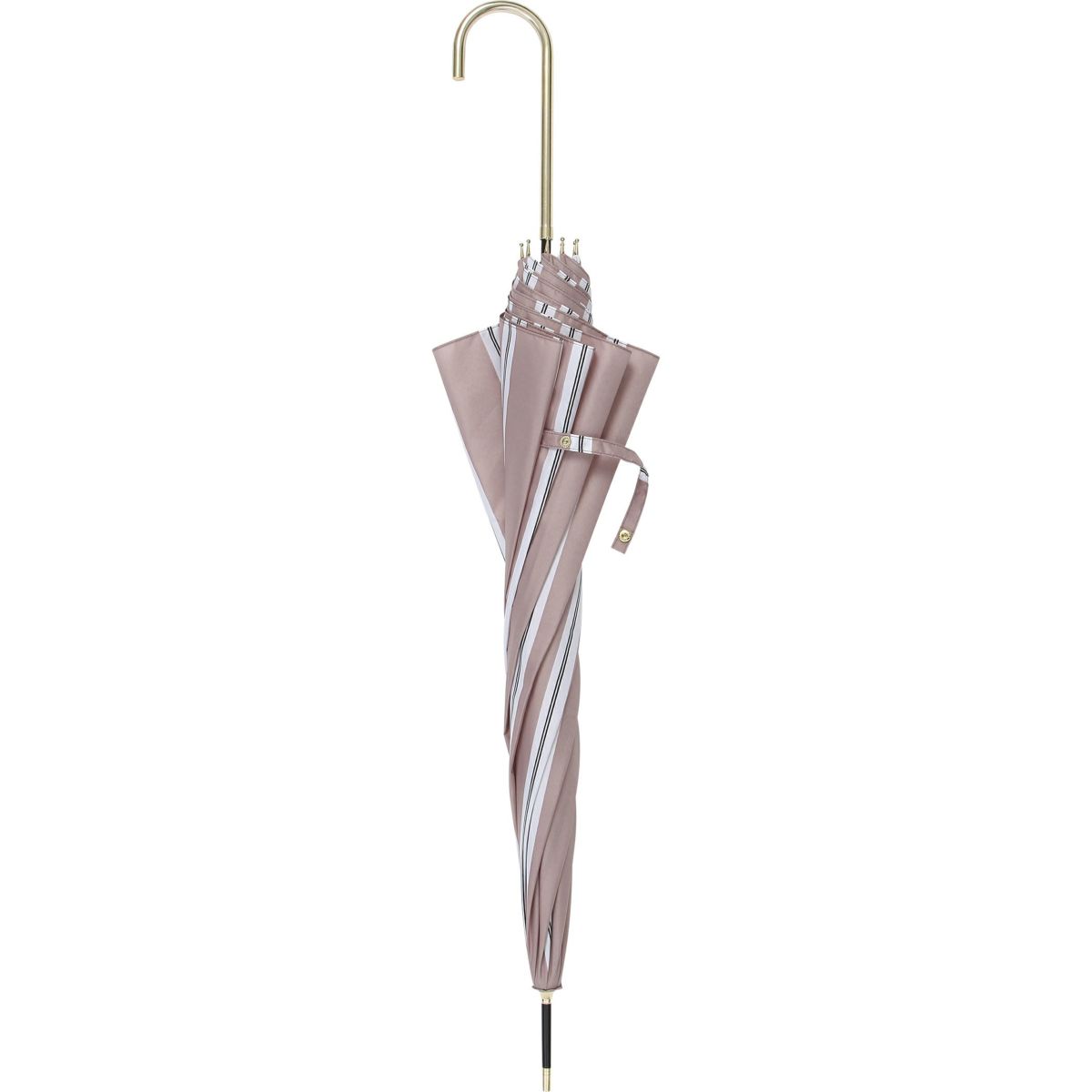 assa公式 RJ224 グレースストライプ ジャンプ傘 モカ レディース 長傘 ワンプッシュ開閉 おしゃれ