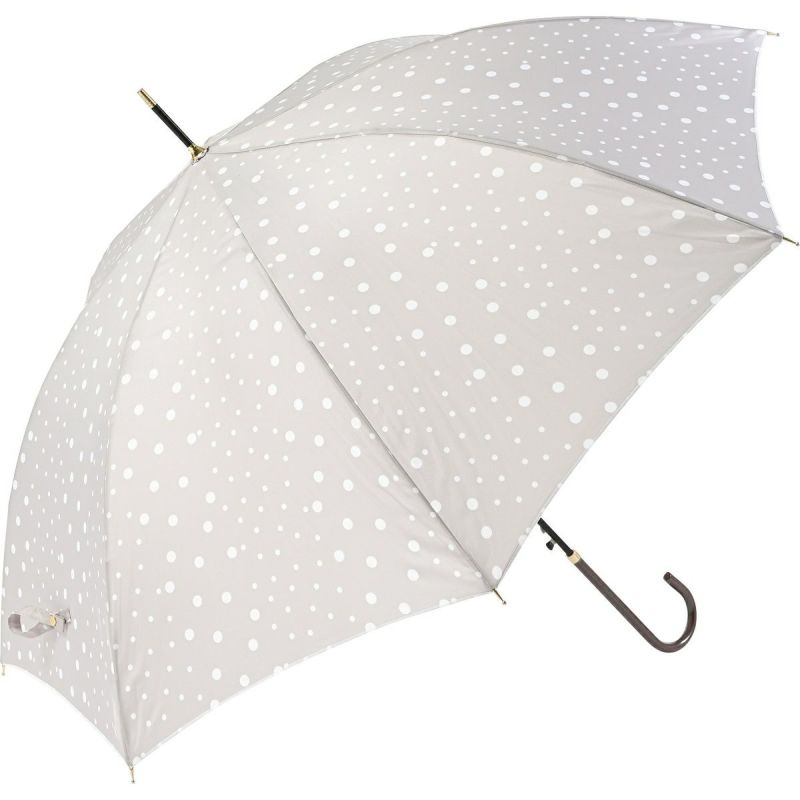 WRJ227 グレー マルチドット 耐風ジャンプ傘 レディース ワンプッシュ開閉