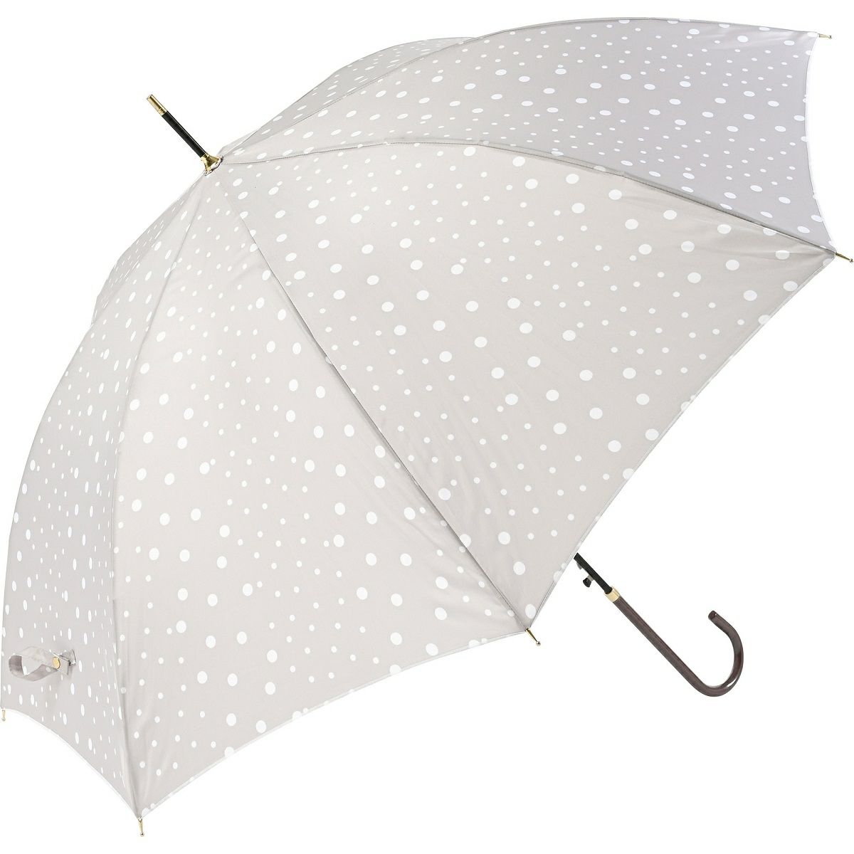 WRJ227 グレー マルチドット 耐風ジャンプ傘 レディース ワンプッシュ開閉
