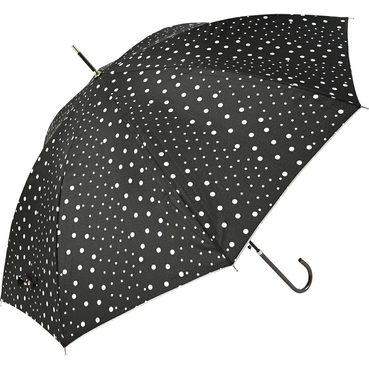 WRJ227 ブラック マルチドット 耐風ジャンプ傘 レディース ワンプッシュ開閉