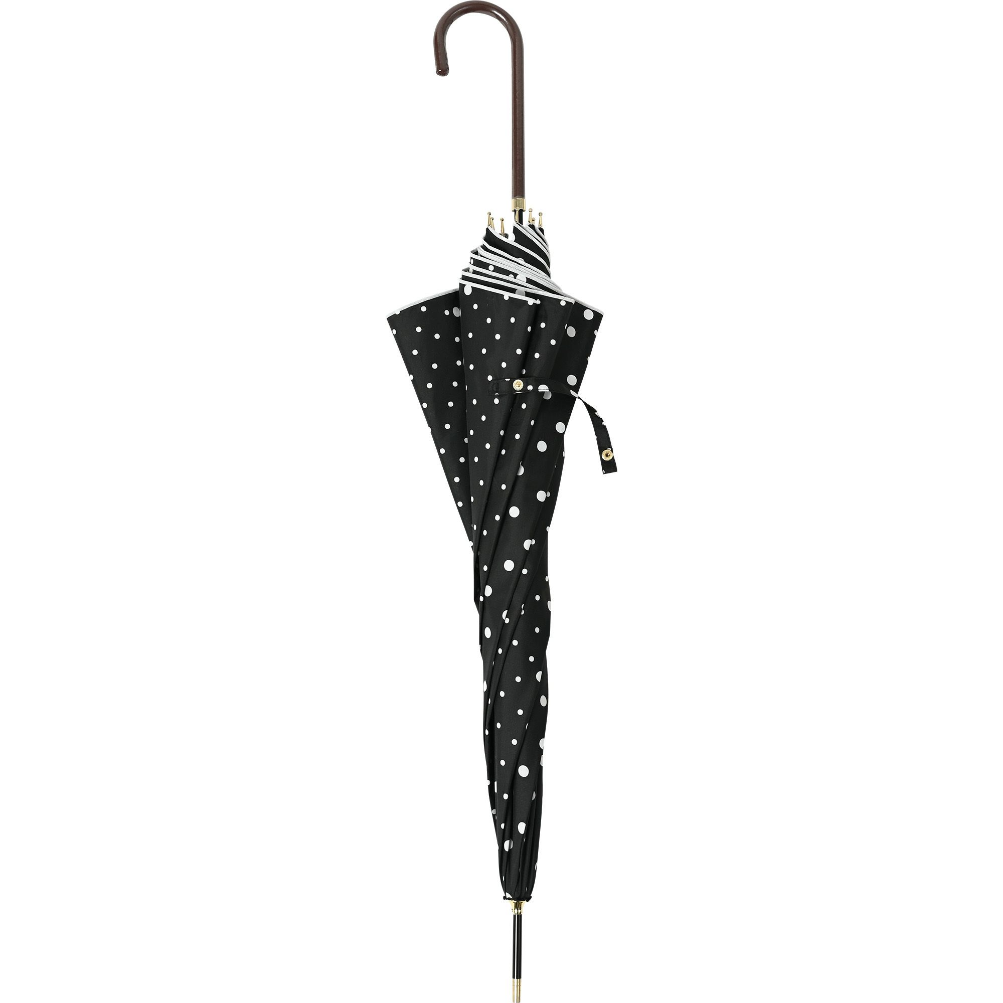 WRJ227 ブラック マルチドット 耐風ジャンプ傘 レディース ワンプッシュ開閉