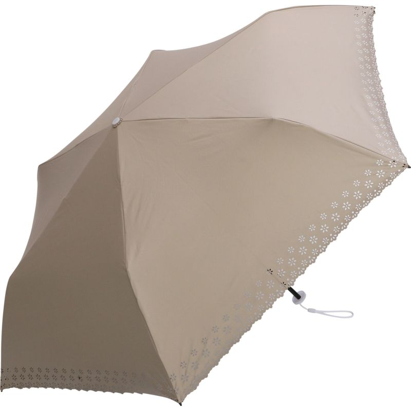 assa公式 FM637 小花ヒートダウン 折りたたみ日傘 ベージュ 超撥水 UVカット