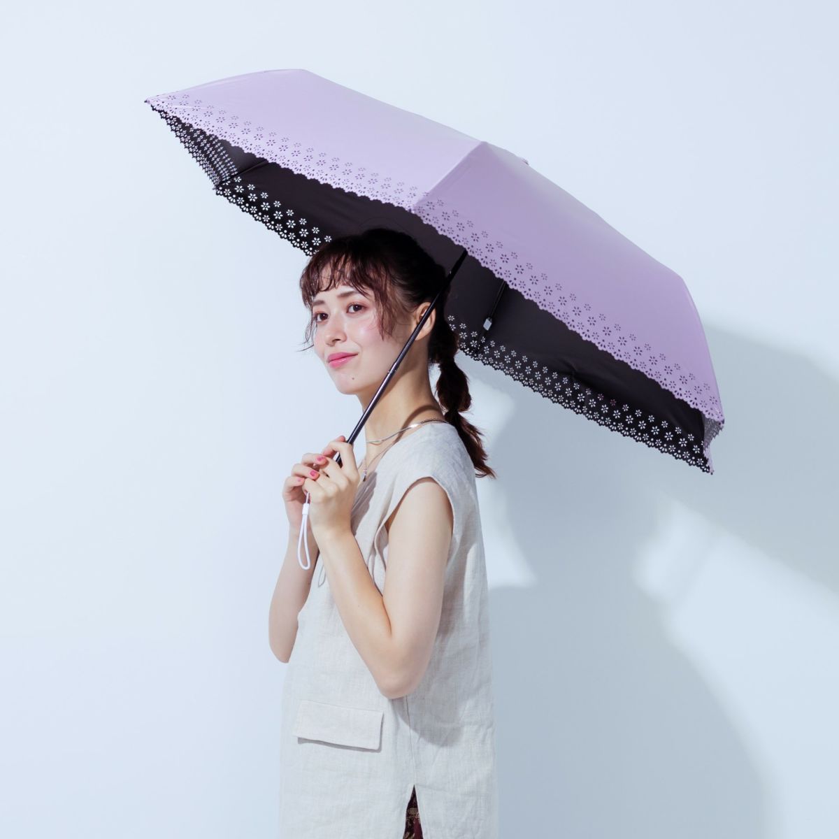 暑さ軽減 吸熱抑制 FM637 小花柄 折りたたみ日傘 レディース 高遮光・遮熱設計