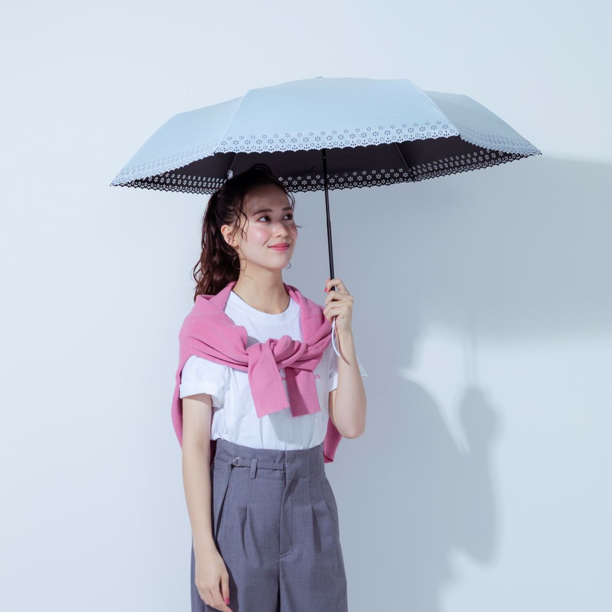 暑さ軽減 吸熱抑制 FM637 小花柄 折りたたみ日傘 レディース 高遮光・遮熱設計