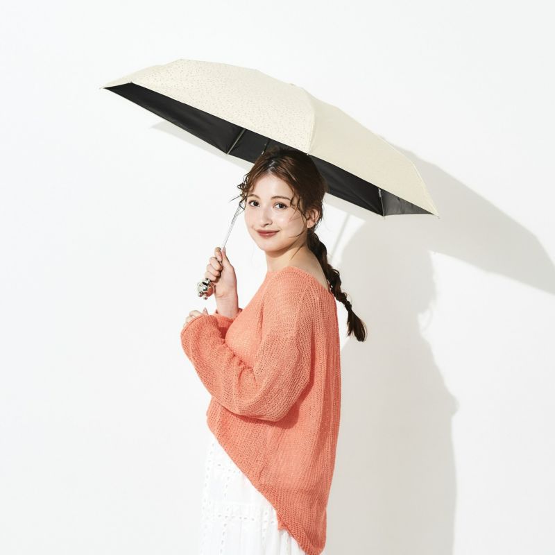 日傘 ラメプリント 《KURUMARU》 5段ミニ折りたたみ傘 FMM821