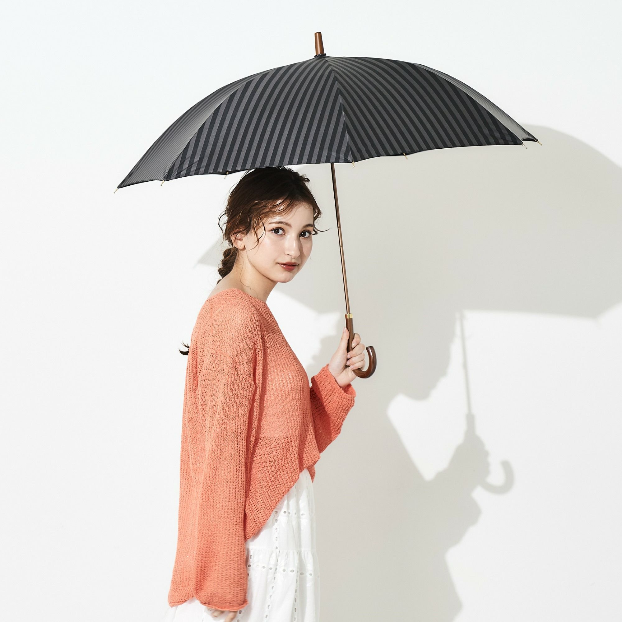 日傘 ノーマルストライプ 《ALL IN UMBRELLA》 晴雨兼用 長傘 AL753