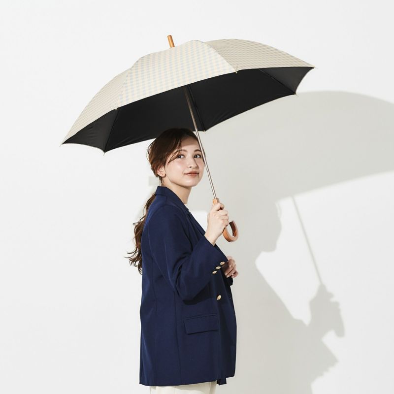 日傘 ギンガムチェック 《ALL IN UMBRELLA》 晴雨兼用 長傘 AL886